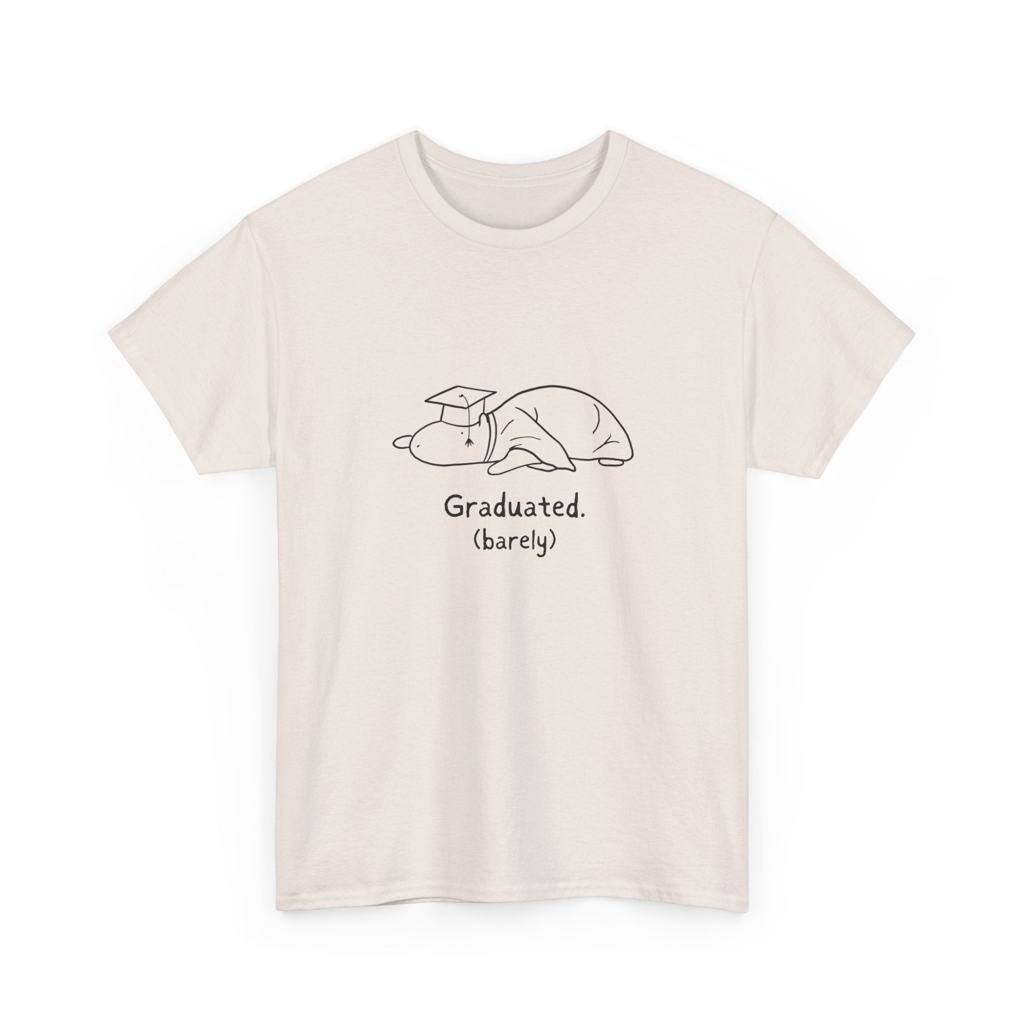 Funny Graduation Shirt – “Graduated (Barely)” Capybara Heavy Tee