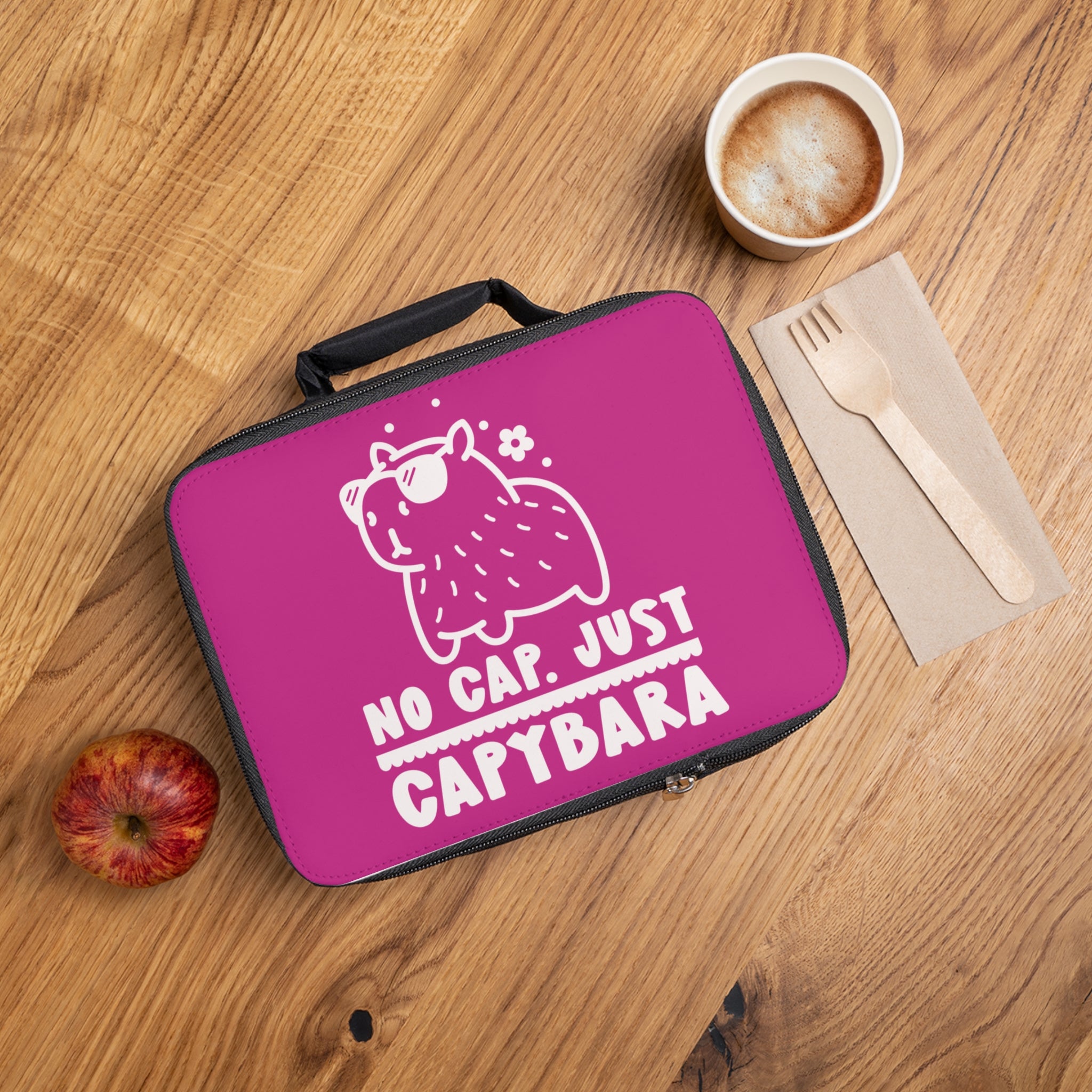 Personalized Kids Lunchbox – No Cap Just Capybara Kawaii Design – Custom Name Option – Cute Animal Lunch Bag for Boys and Girls