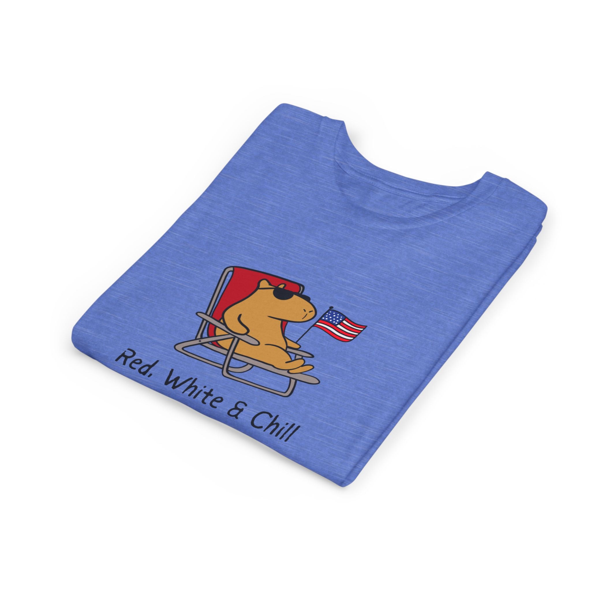 Kids USA Shirt – "Red, White & Chill" Patriotic Capybara Youth Tee