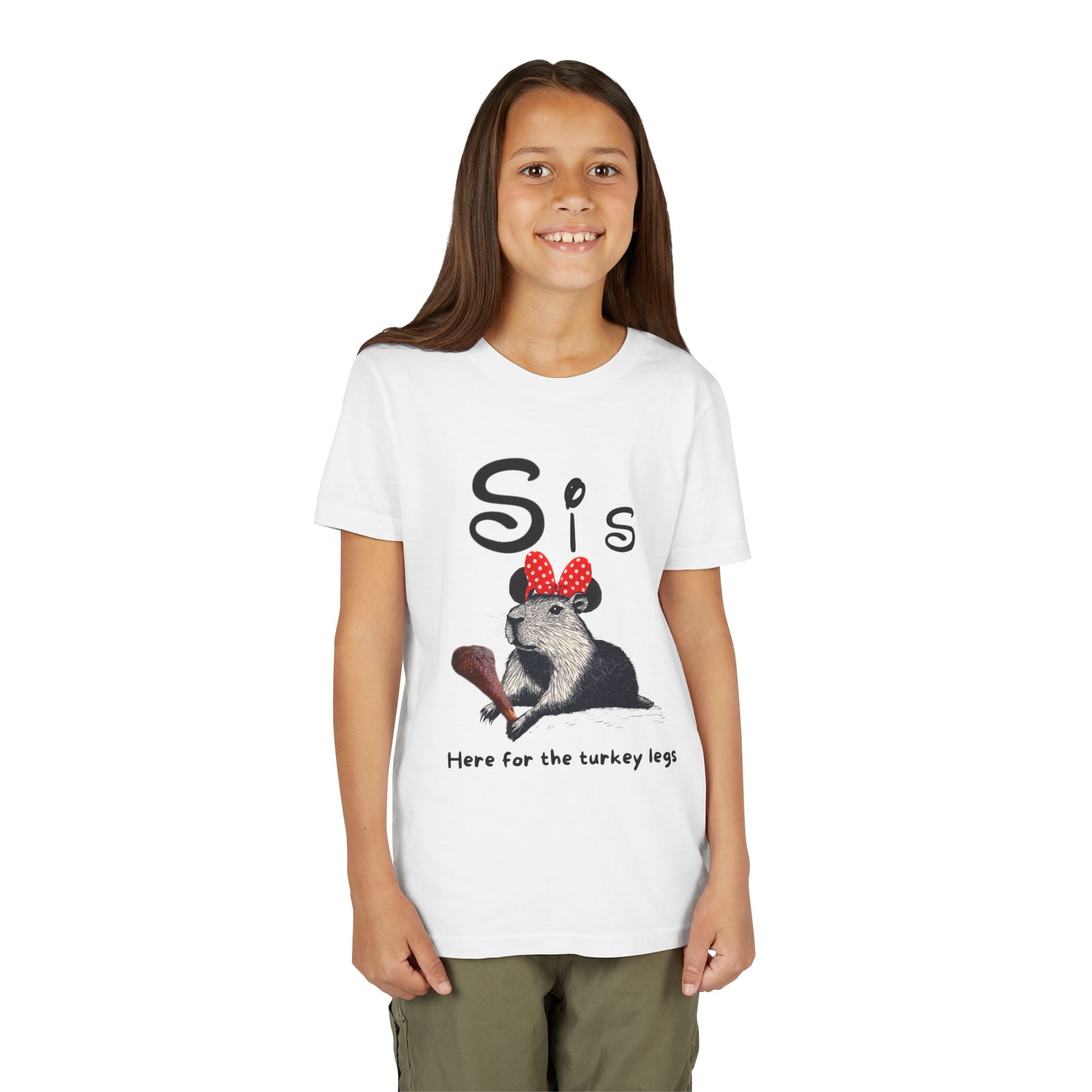 Sis Theme Park Here for the Turkey Legs Tee -  Capybara Youth Unisex Jersey Short Sleeve Shirt