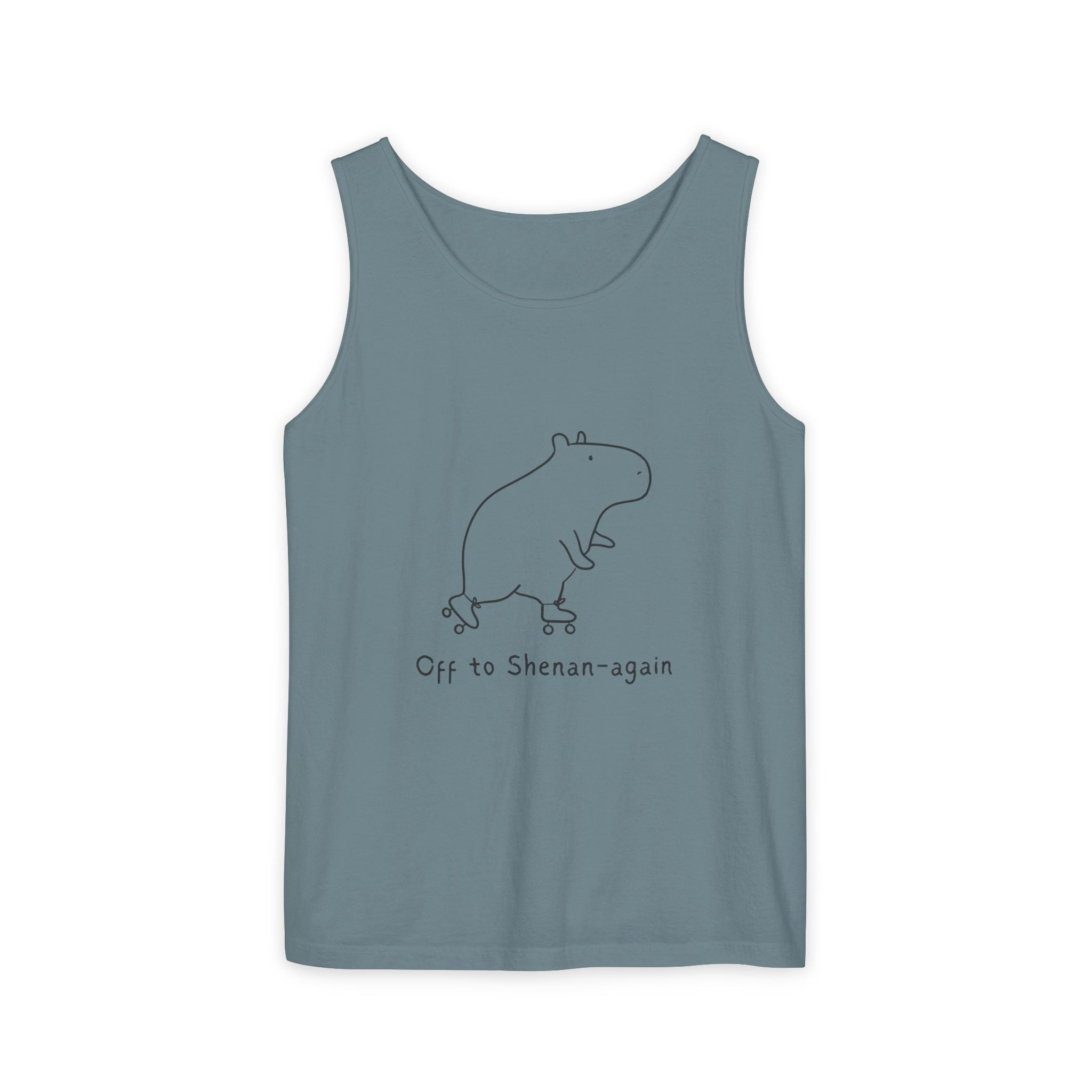 Funny Capybara Tank Top – “Off to Shenan-again’” Premium Comfort Colors Tank
