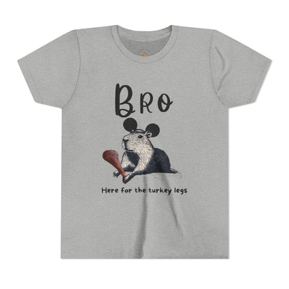 Bro Theme Park Here for the Turkey Legs Tee -  Capybara Youth Unisex Jersey Short Sleeve Shirt