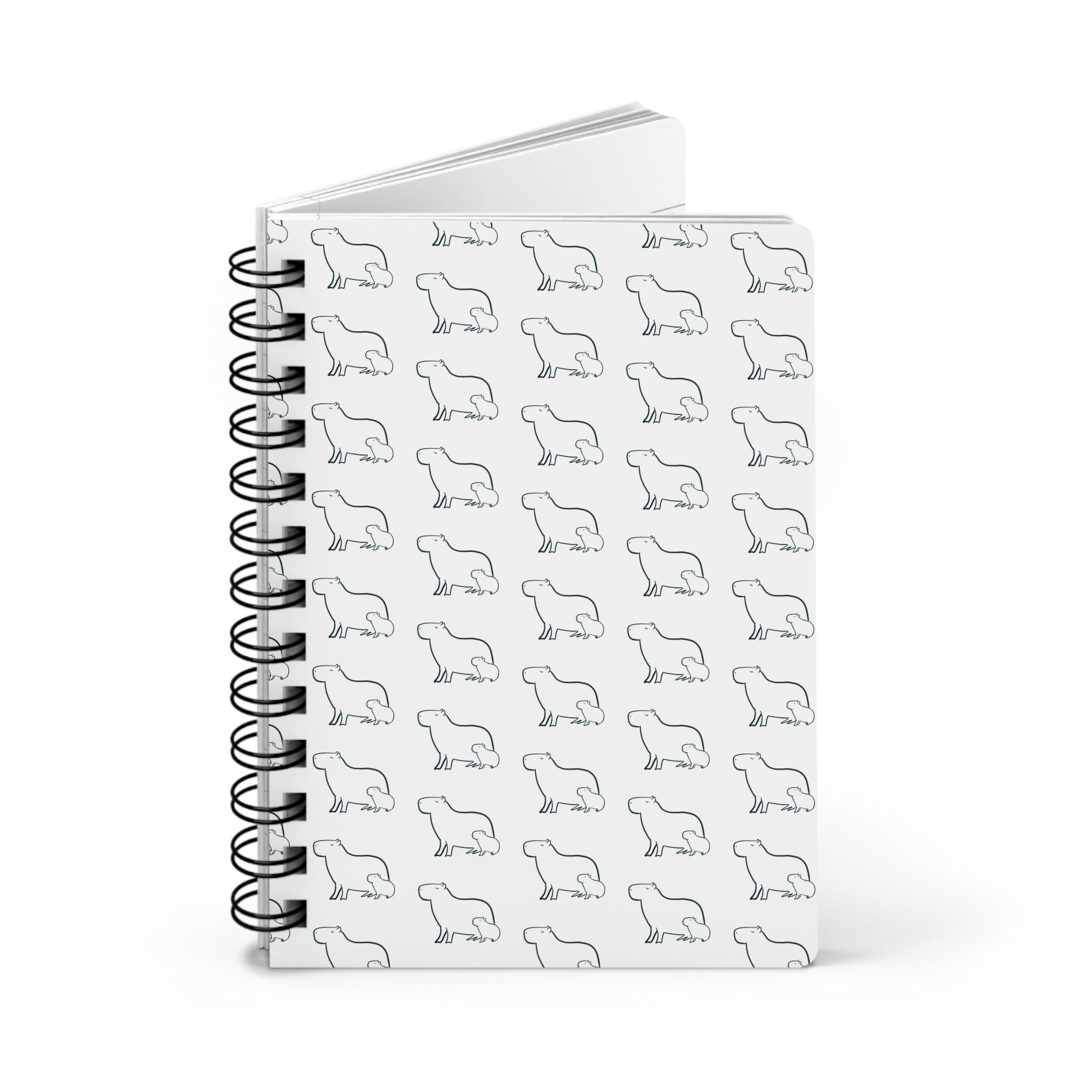 Minimalist Capybara Spiral Notebook – Mom and Baby Pattern Journal