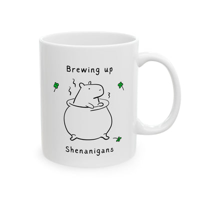 Capybara St Patricks Day ceramic mug design - detail view