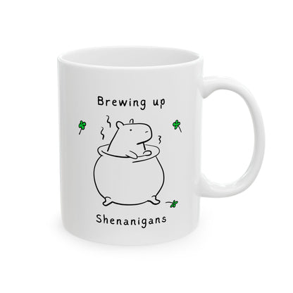 Capybara St Patricks Day ceramic mug design - detail view