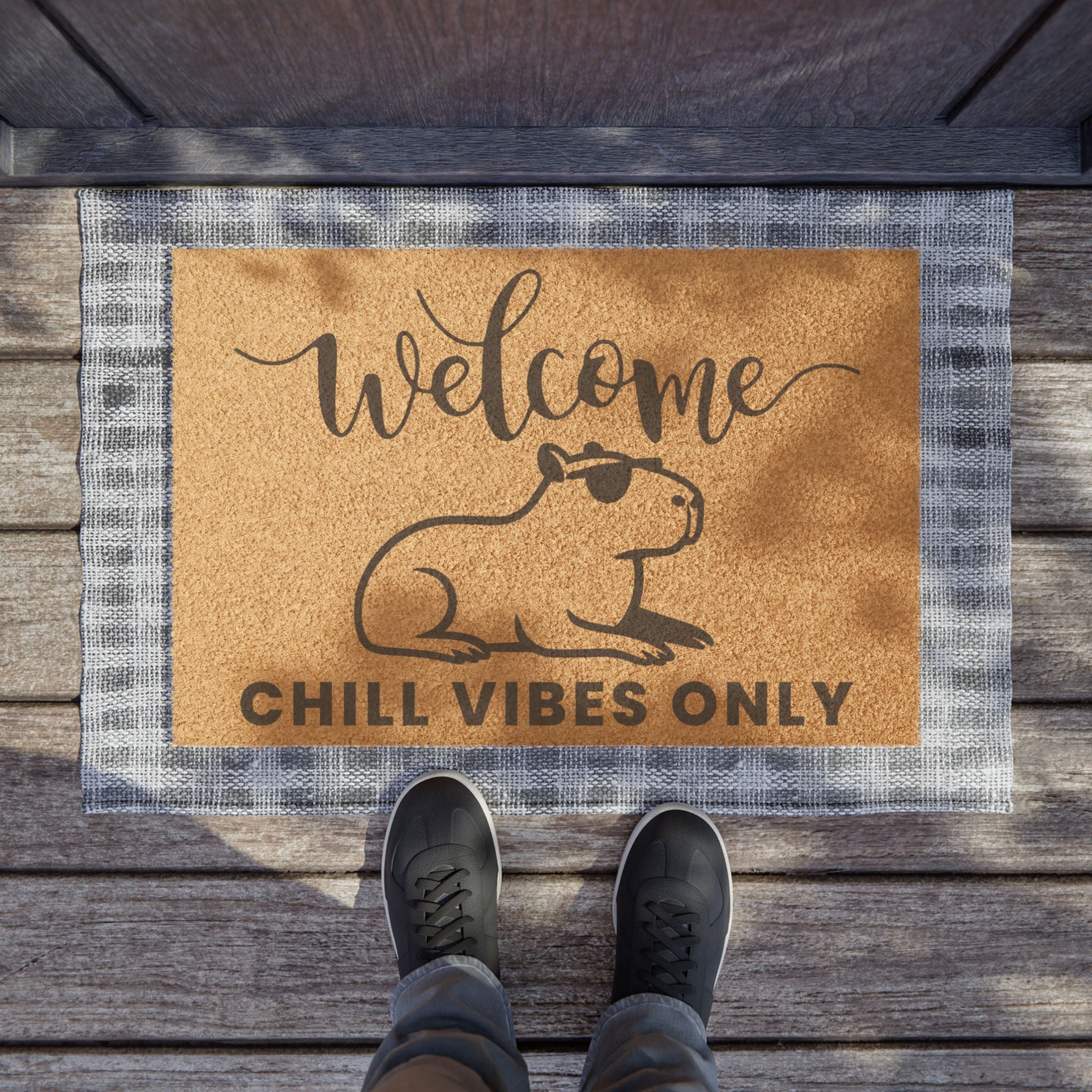 Welcome Doormat - Chill Vibes Only, Cozy Home Decor, Housewarming Gift, Indoor/Outdoor Mat, Pet-Friendly Entryway Mat