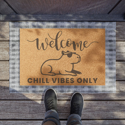 Welcome Doormat - Chill Vibes Only, Cozy Home Decor, Housewarming Gift, Indoor/Outdoor Mat, Pet-Friendly Entryway Mat