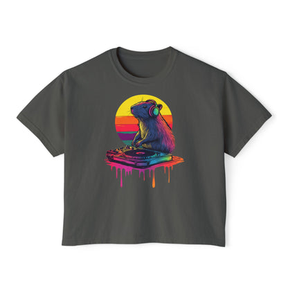 DJ Capybara Single Turntable - Women's Boxy Shirt