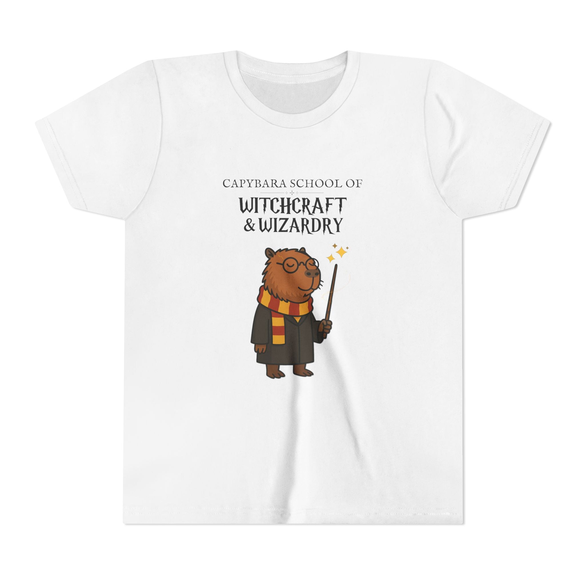 Whimsical Youth Tee - Capybara School of Witchcraft & Wizardry, Funny Hairy Potter Parody | Magical Fandom Gift |  Youth Hairy Potter Unisex Tee