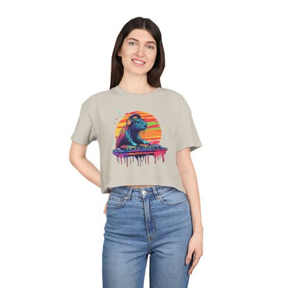 DJ Capybara Double Turntable - Women's Crop Tee