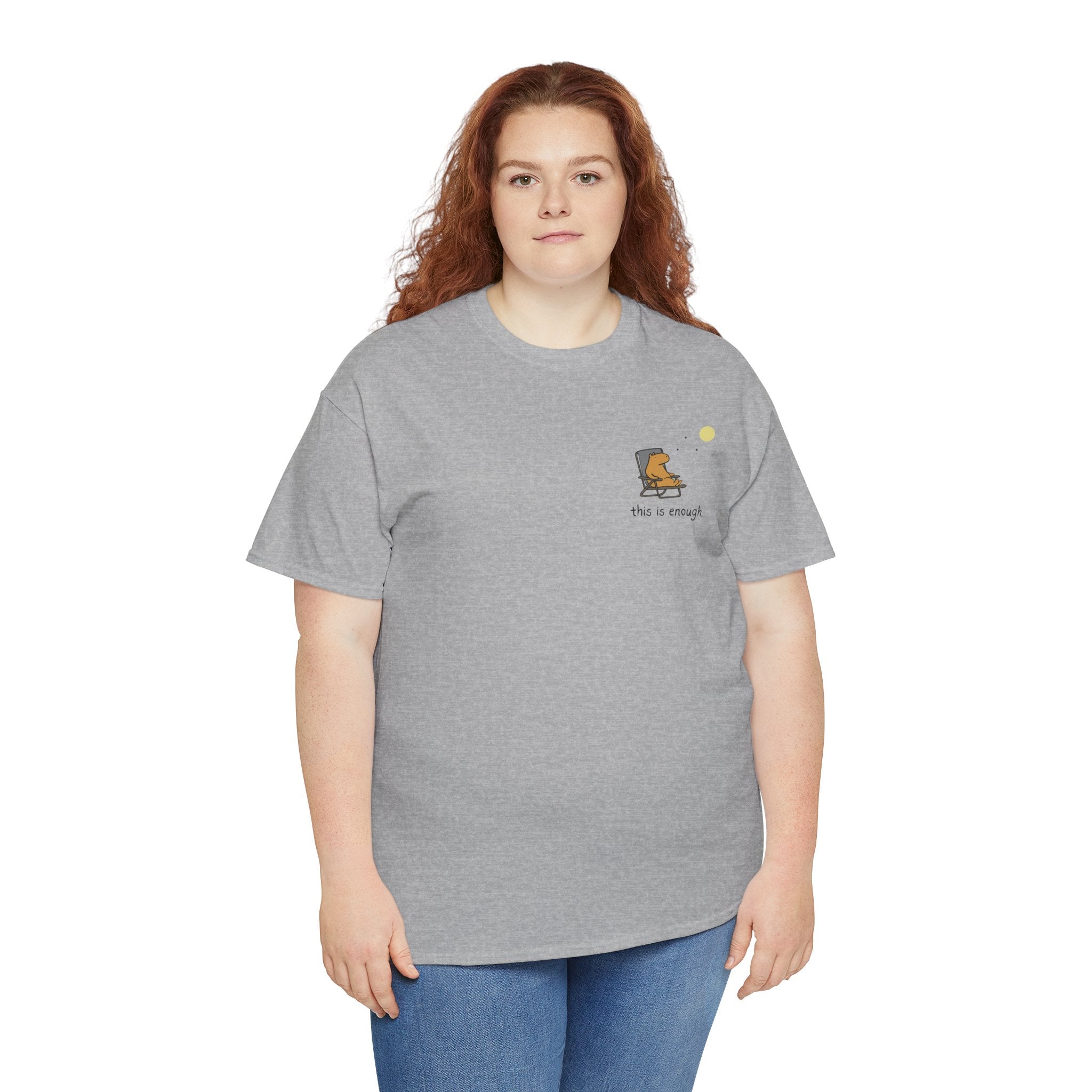 “This Is Enough” Left Chest Capybara Moonlight Heavy Tee