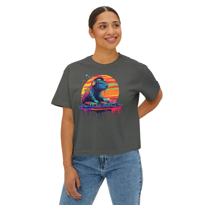 DJ Capybara Double Turntable - Women's Boxy Shirt