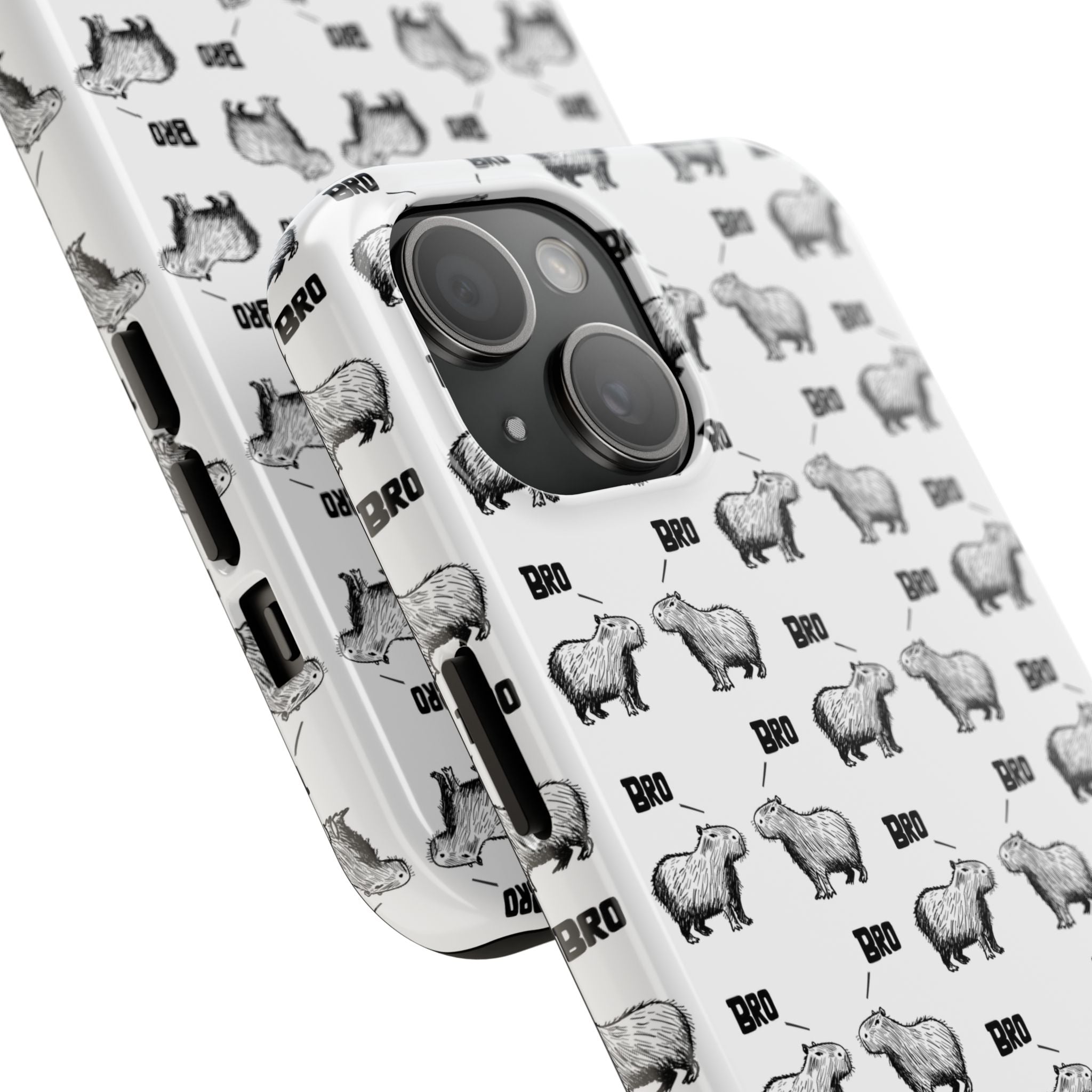 “Bro, Bro" Patterned Funny Capybara Phone Case