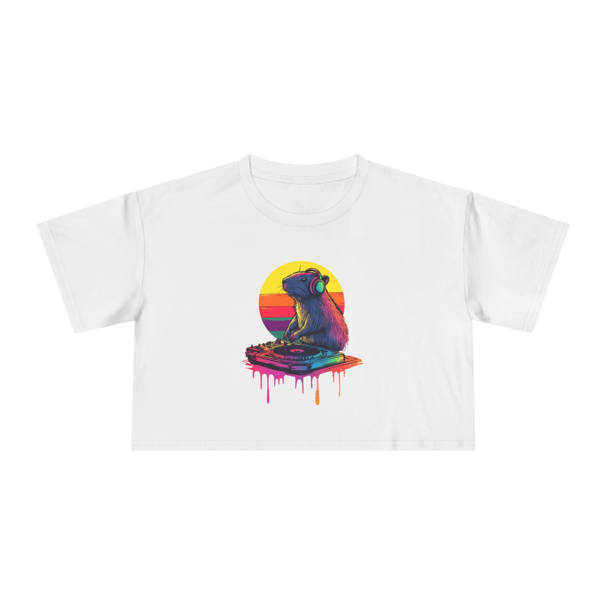 DJ Capybara Single Turntable - Women's Crop Tee