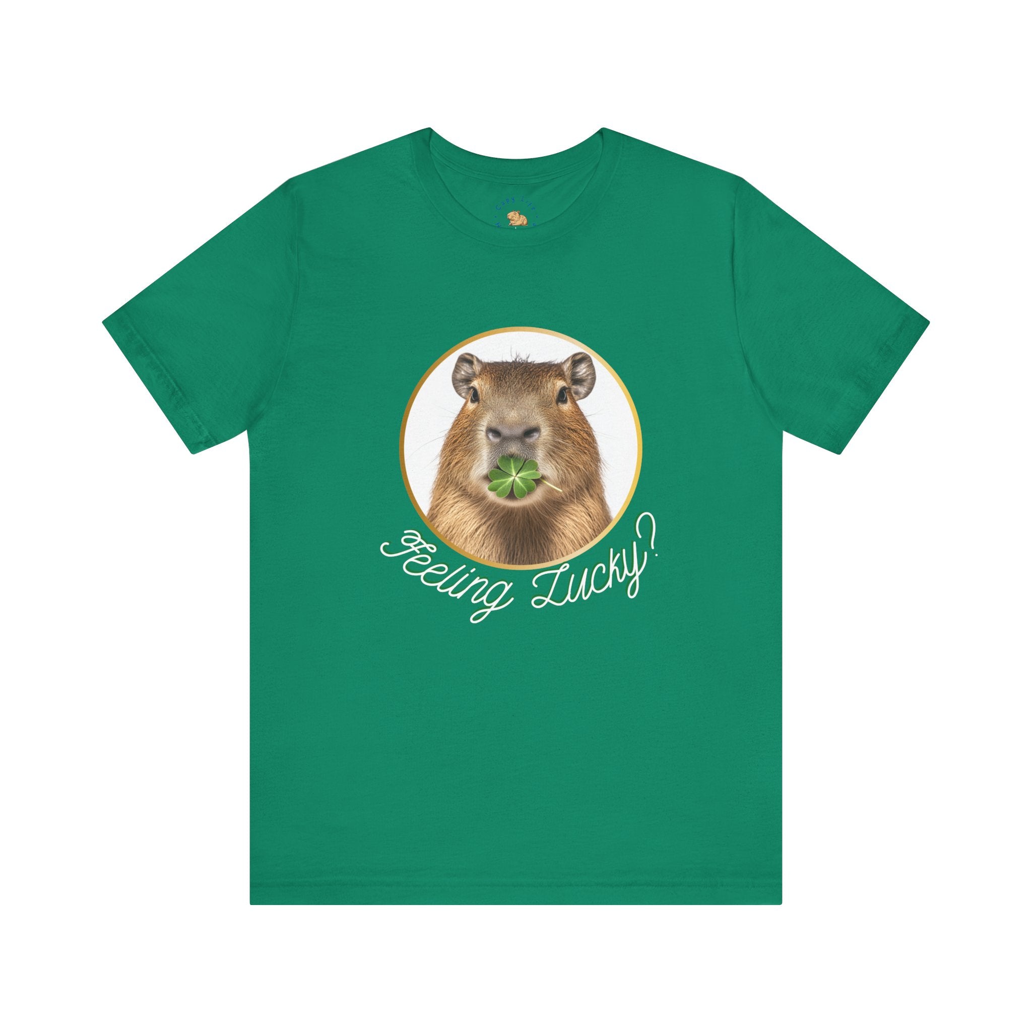 St Patrick's Day Feeling Lucky Tee - Lucky Capybara Unisex Jersey Short Sleeve Shirt