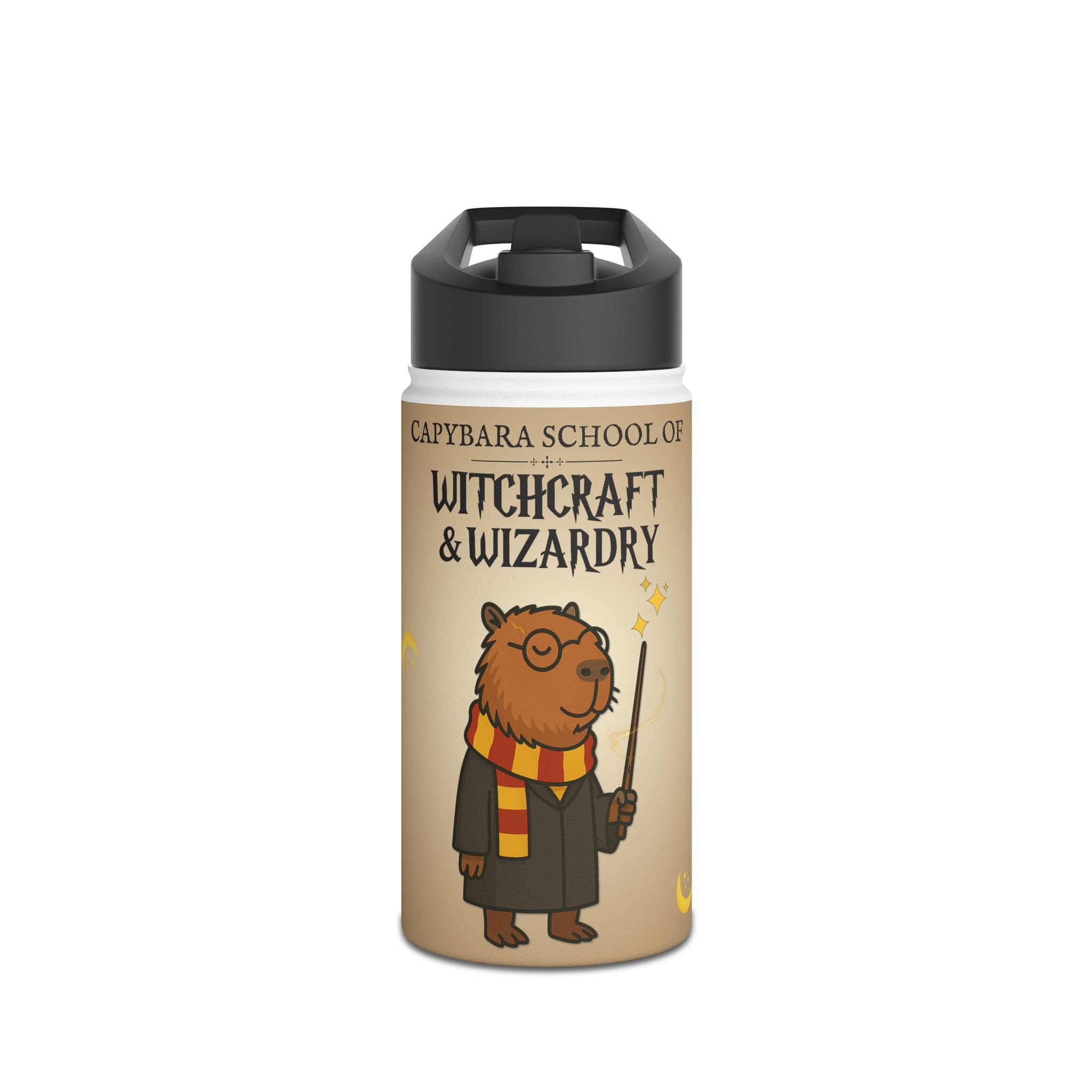 Hairy Potter Magic Lover Kids Water Bottle – Capybara School of Witchcraft and Wizardry – 12oz Stainless Steel Bottle – Back to School or Birthday Gift - Matching Lunchbox