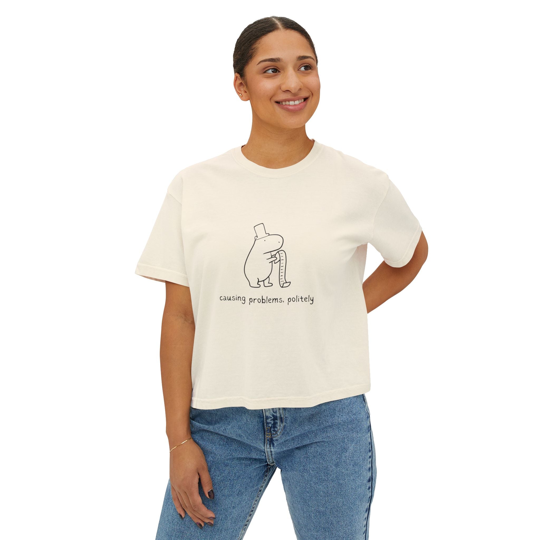 Funny Womens Boxy Tee - Capybara Causing Problems Politely