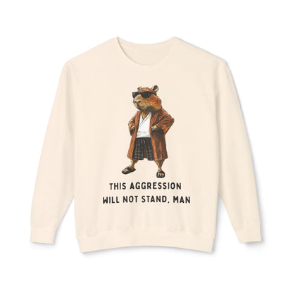 Capybowski 'This Aggression Will Not Stand, Man' - Unisex Lightweight Crewneck Sweatshirt