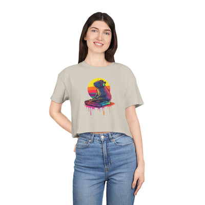 DJ Capybara Single Turntable - Women's Crop Tee