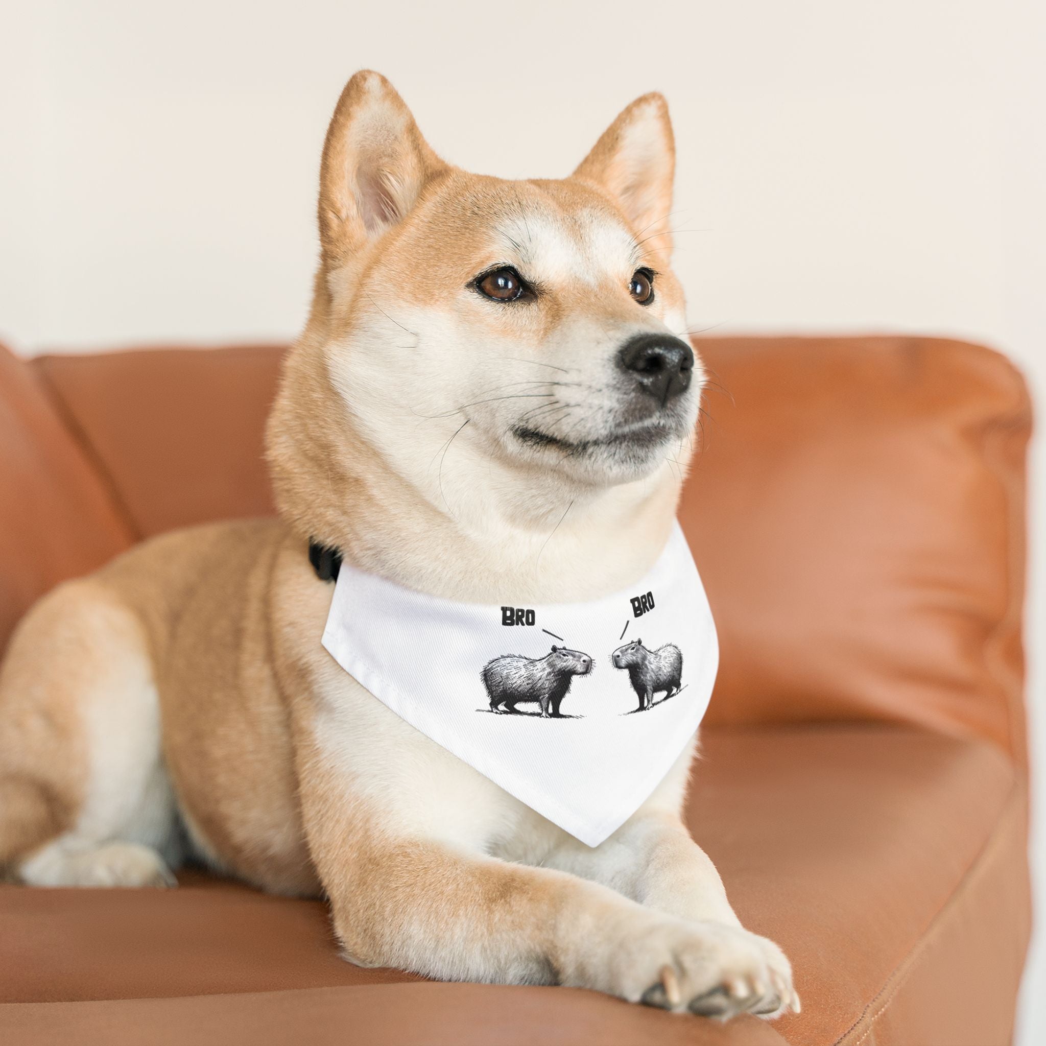 Funny Pet Bandana Collar for Chill Dogs - Bro Bro Capybara Design