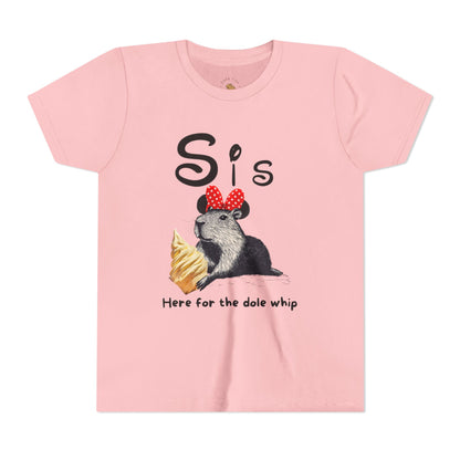 Sis Theme Park Here for the Dole Whip Tee -  Capybara Youth Unisex Jersey Short Sleeve Shirt