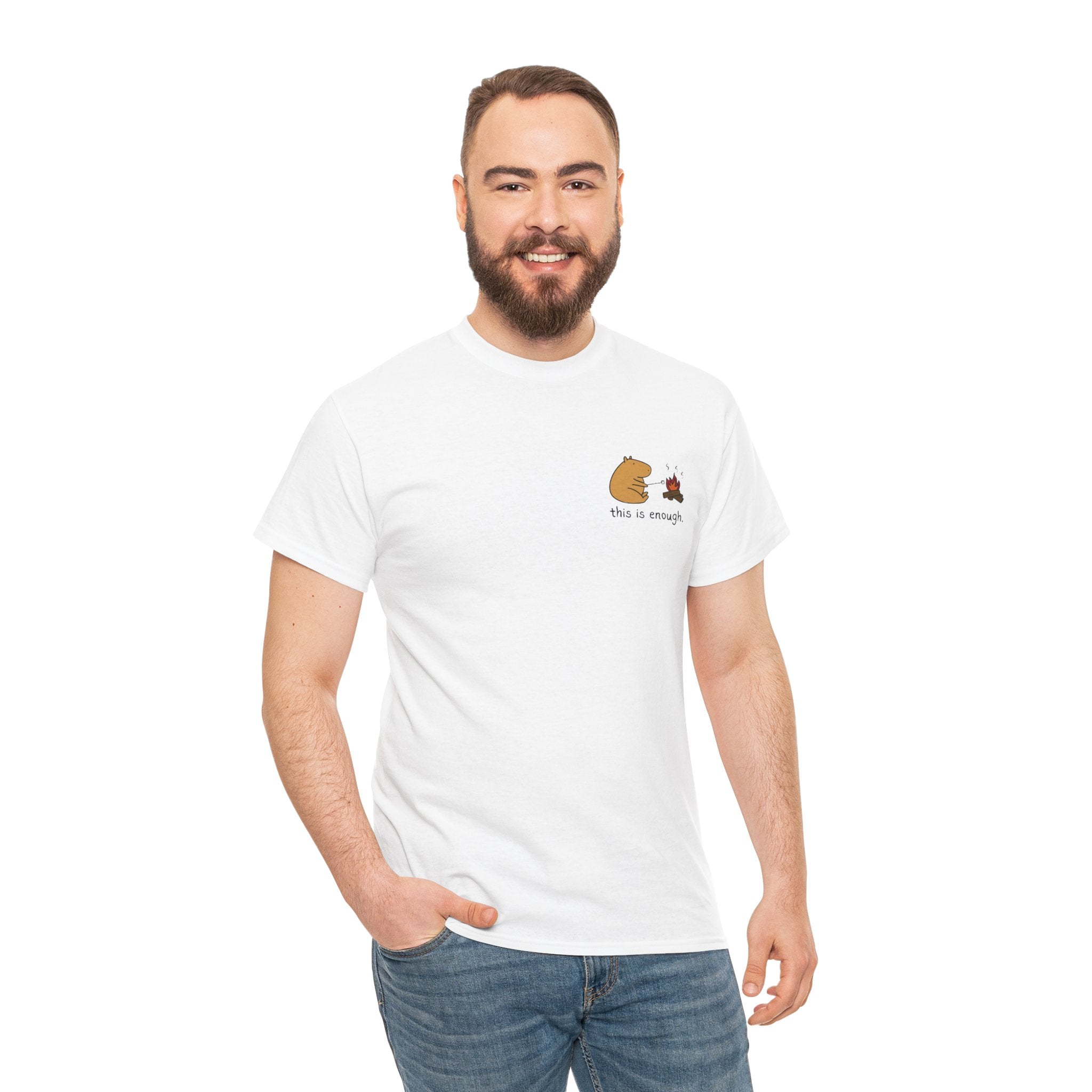 “This Is Enough” Left Chest Capybara Campfire Heavy Tee