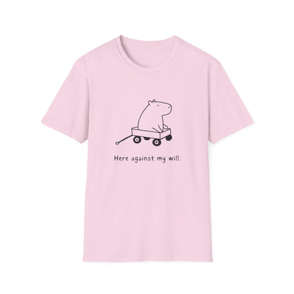 Funny Minimalist Tee - Here Against My Will Capybara Shirt