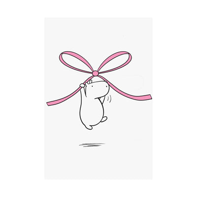 Floating Capybara Wall Art – Cute Nursery Print with Pink Bow | Minimalist Baby Animal Decor