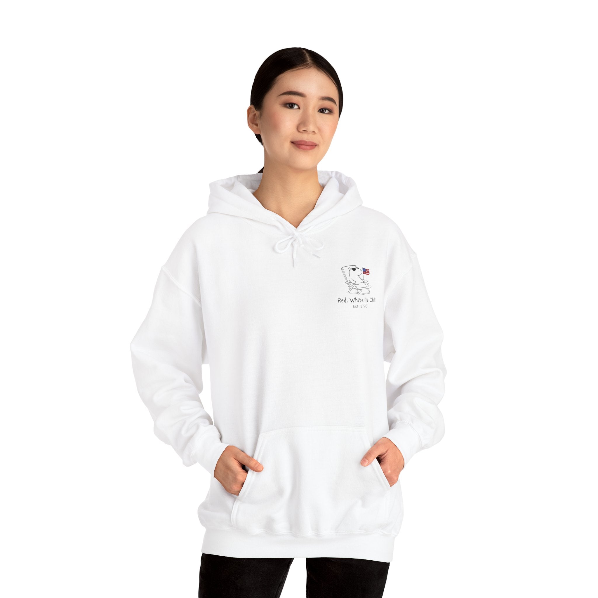 America Hoodie - Patriotic Capybara "Red White & Chill" Adult Hoodie