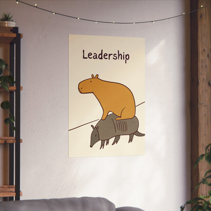 Funny Leadership Wall Art – Capybara Poster Print for Office Decor, Minimalist Motivational Wall Art, Humorous Boss Gift