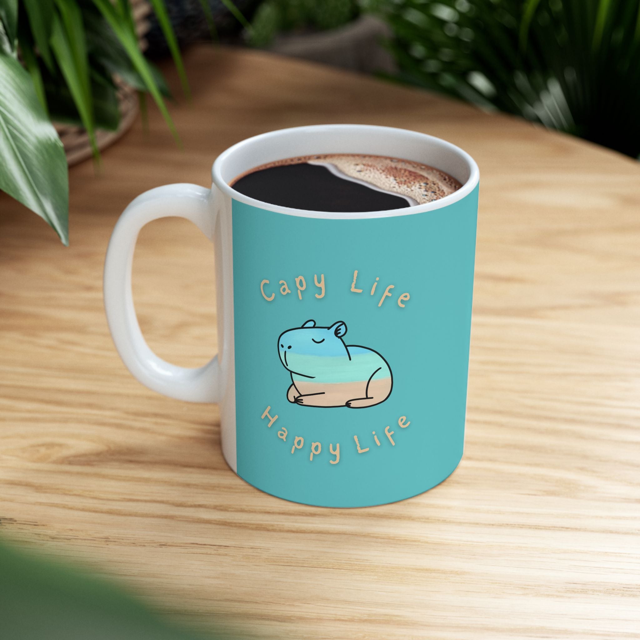 Capy Life Happy Life Capybara Mug – Coastal Chill Coffee Mug