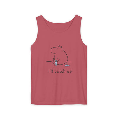 Funny Capybara Tank Top – “I'll Catch Up’” Premium Comfort Colors Tank
