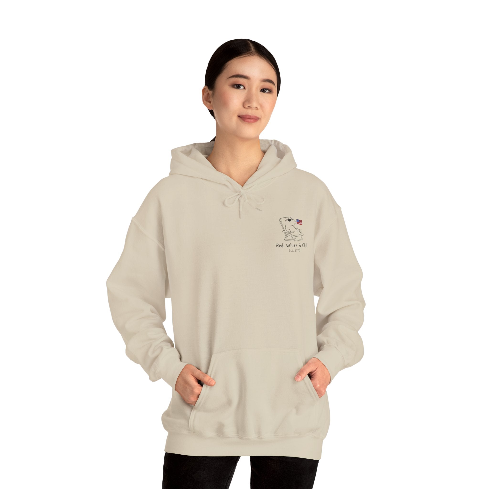 America Hoodie - Patriotic Capybara "Red White & Chill" Adult Hoodie