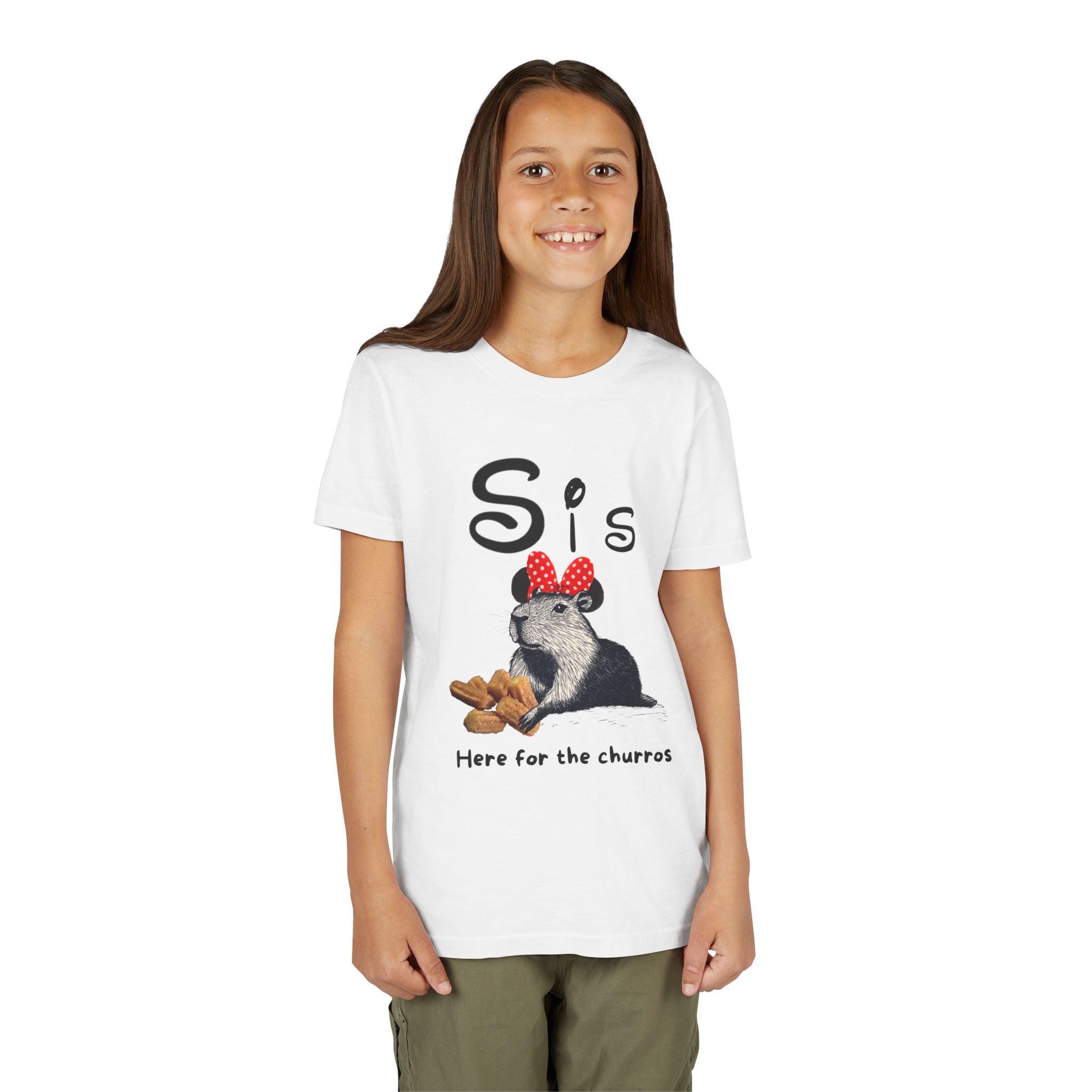 Sis Theme Park Here for the Churros Tee -  Capybara Youth Unisex Jersey Short Sleeve Shirt