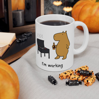 "I'm Working" Capybara Grillmaster Coffee Mug