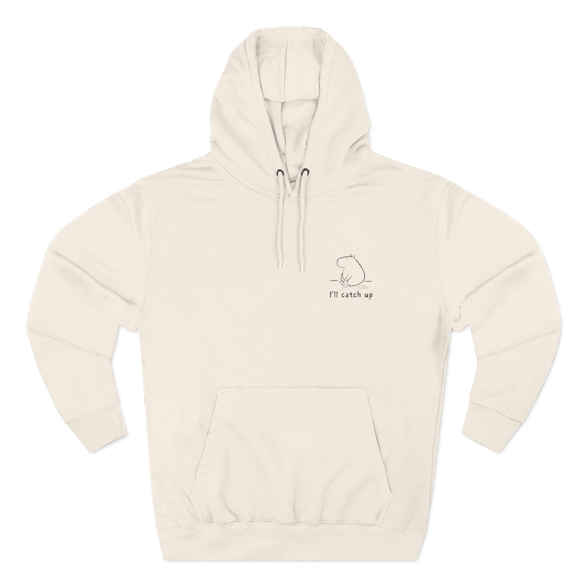 "I'll Catch Up" - Embroidered Funny Capybara Premium Hoodie