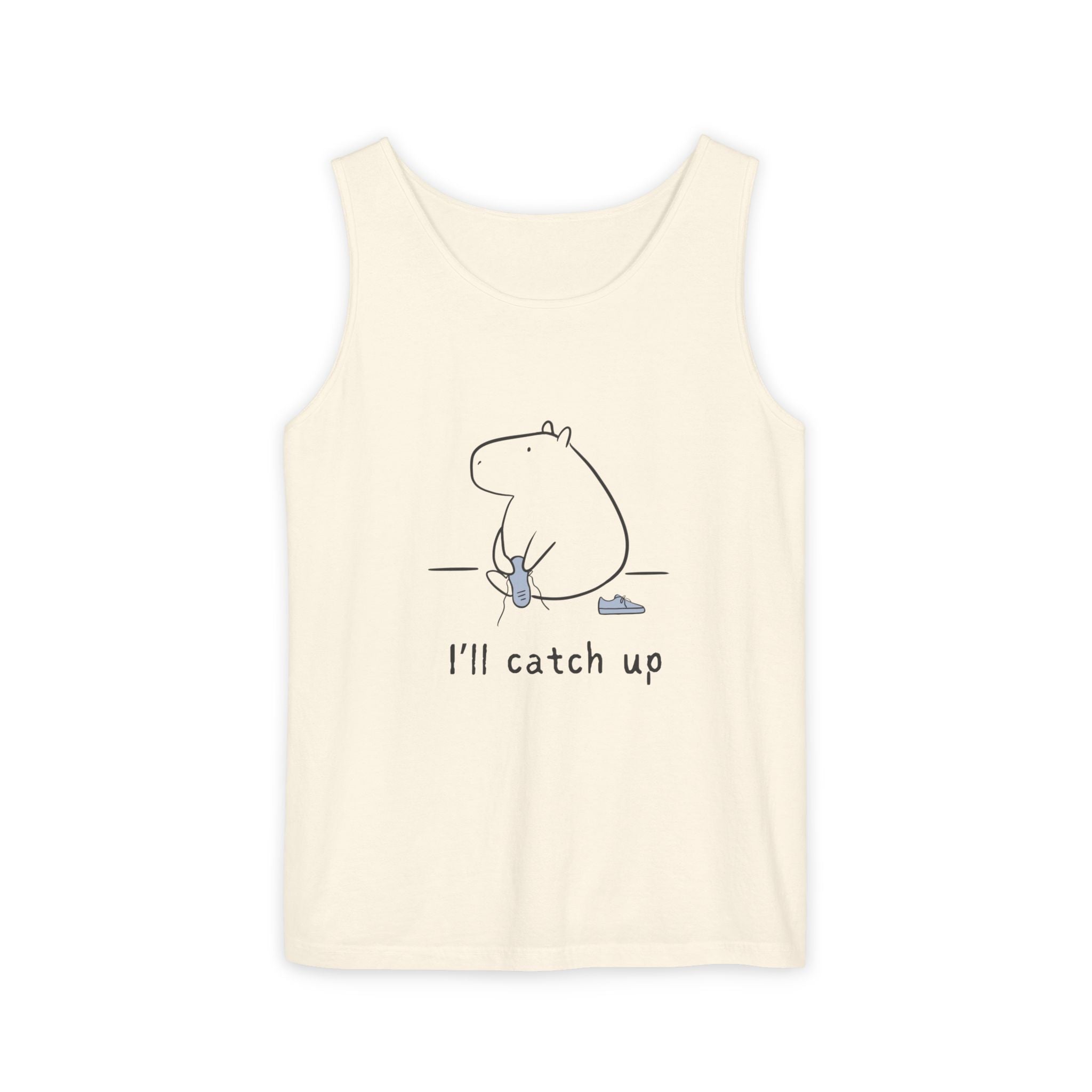 Funny Capybara Tank Top – “I'll Catch Up’” Premium Comfort Colors Tank