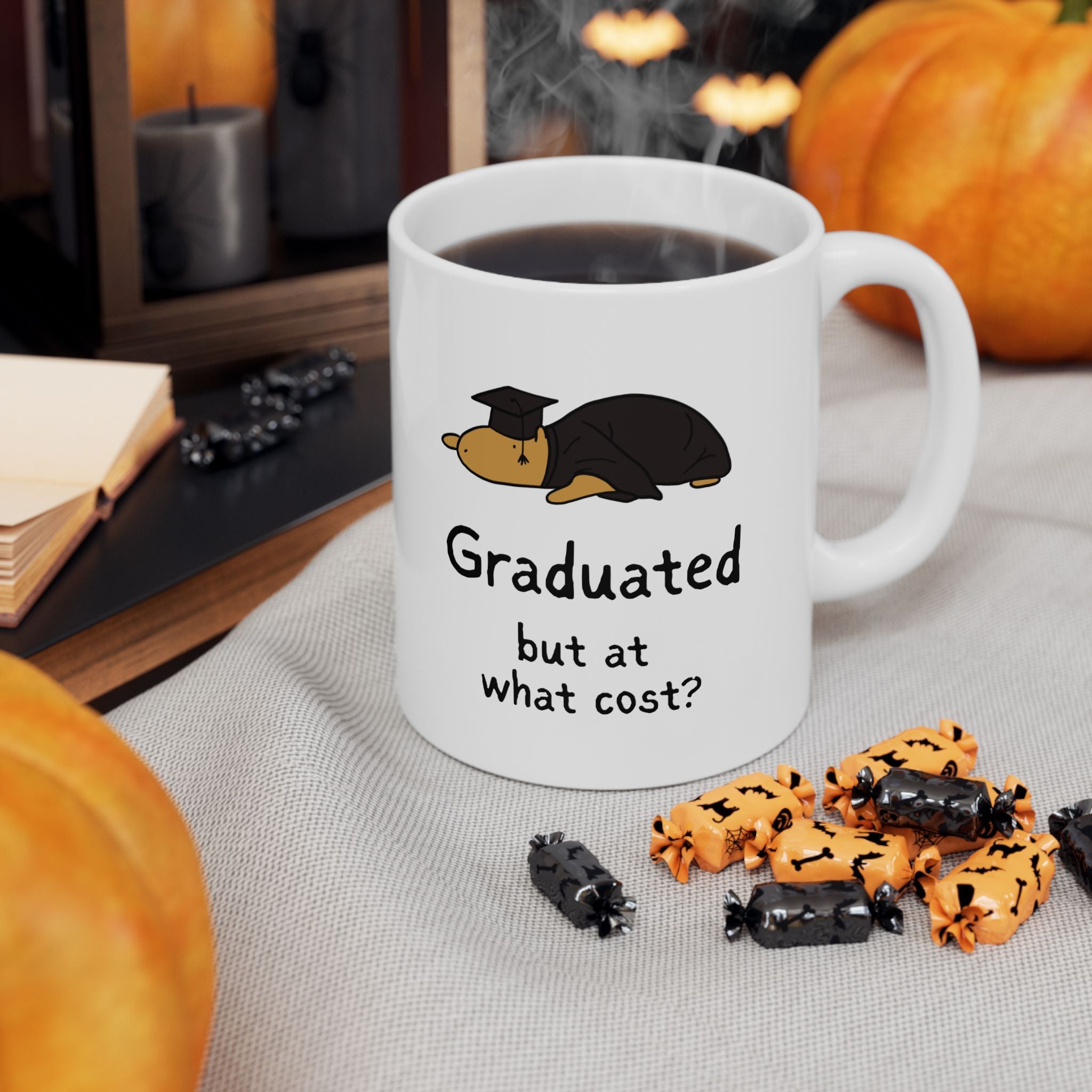 "Graduated, but at what cost?” Capybara Graduation Coffee Mug