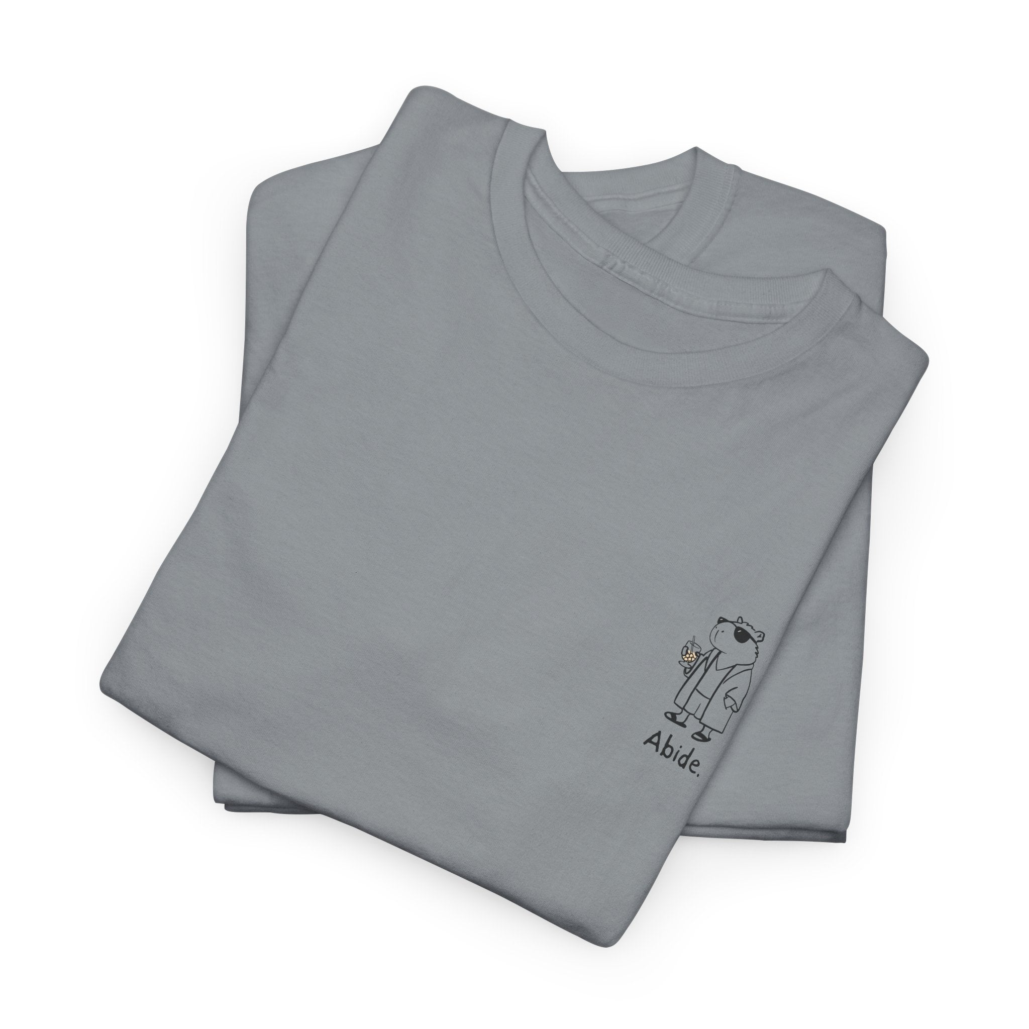 "Abide" Left Logo Capybara Dude Heavy Tee