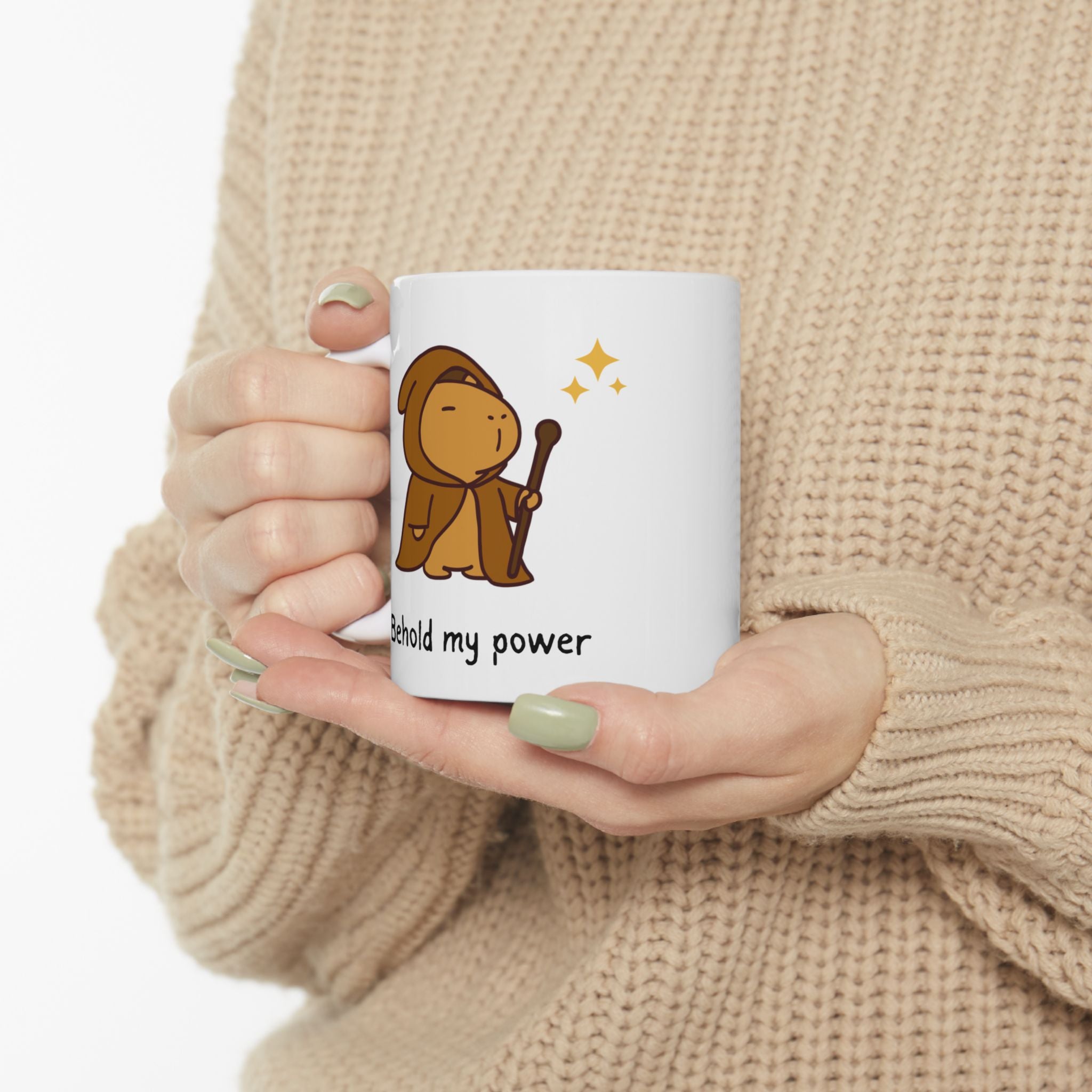 "Behold My Power" Capybara Wizard Coffee Mug
