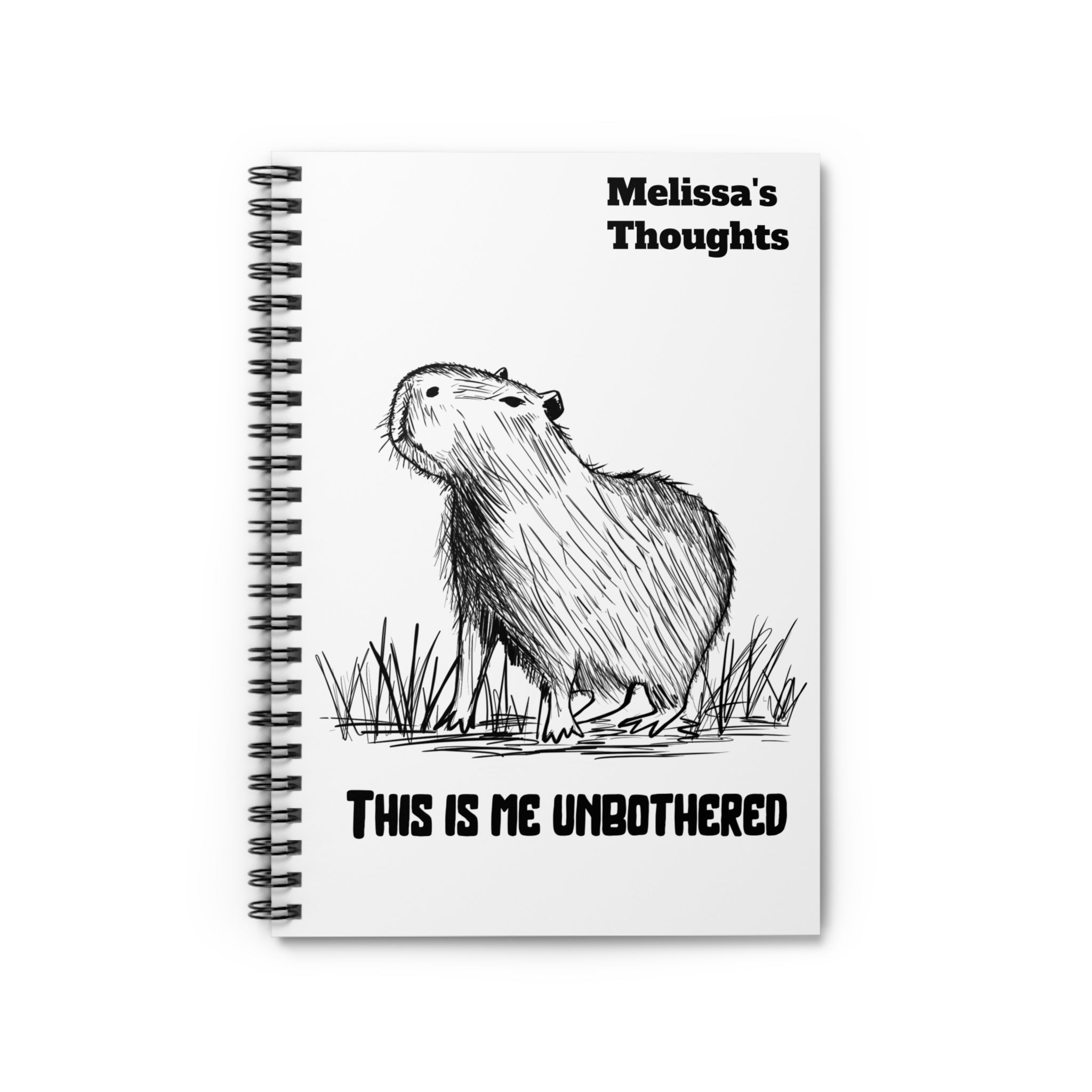 Personalized “This Is Me Unbothered” Capybara Journal – Funny Custom Notebook