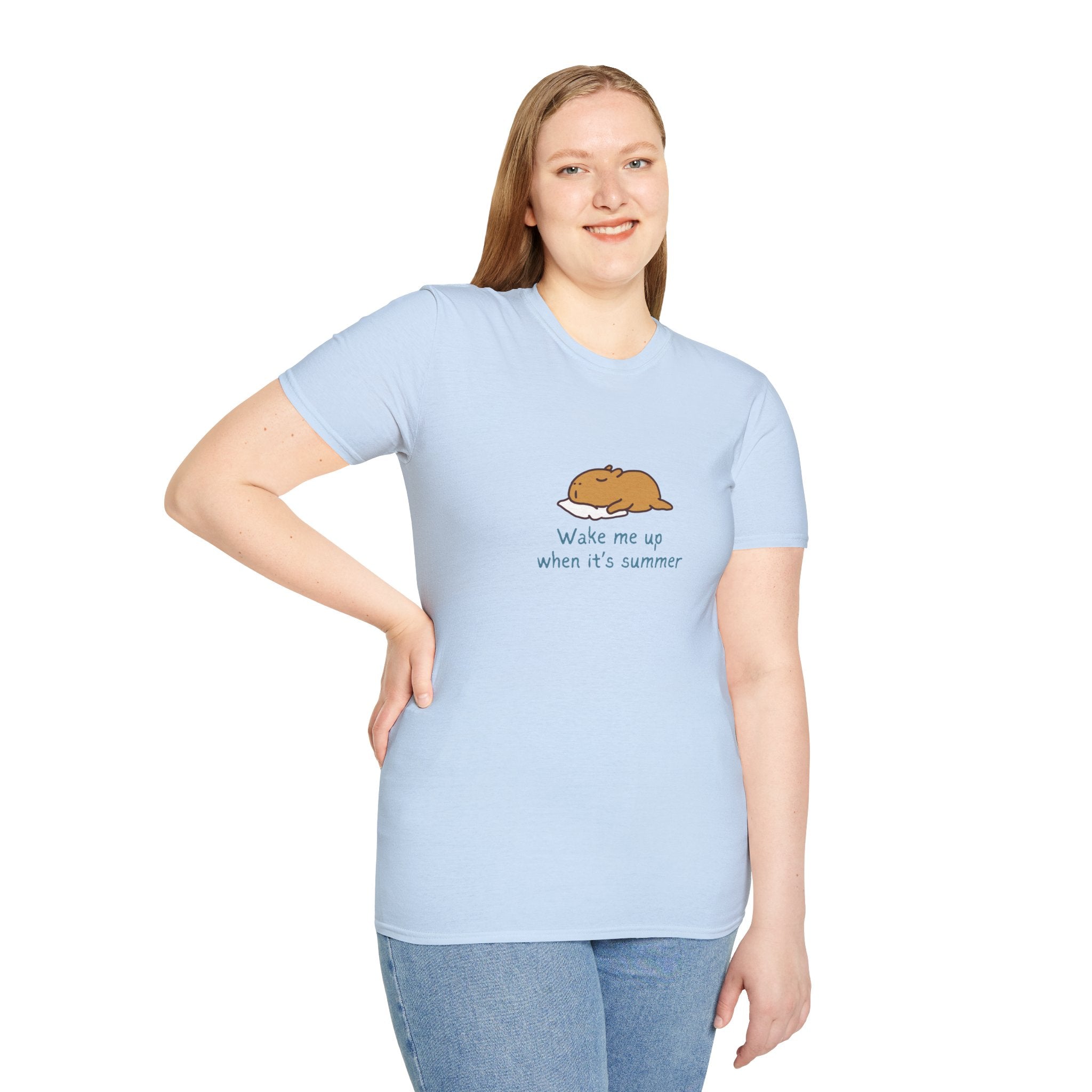 "Wake Me Up When Its Summer" Capybara Nap Softstyle Adult Tee