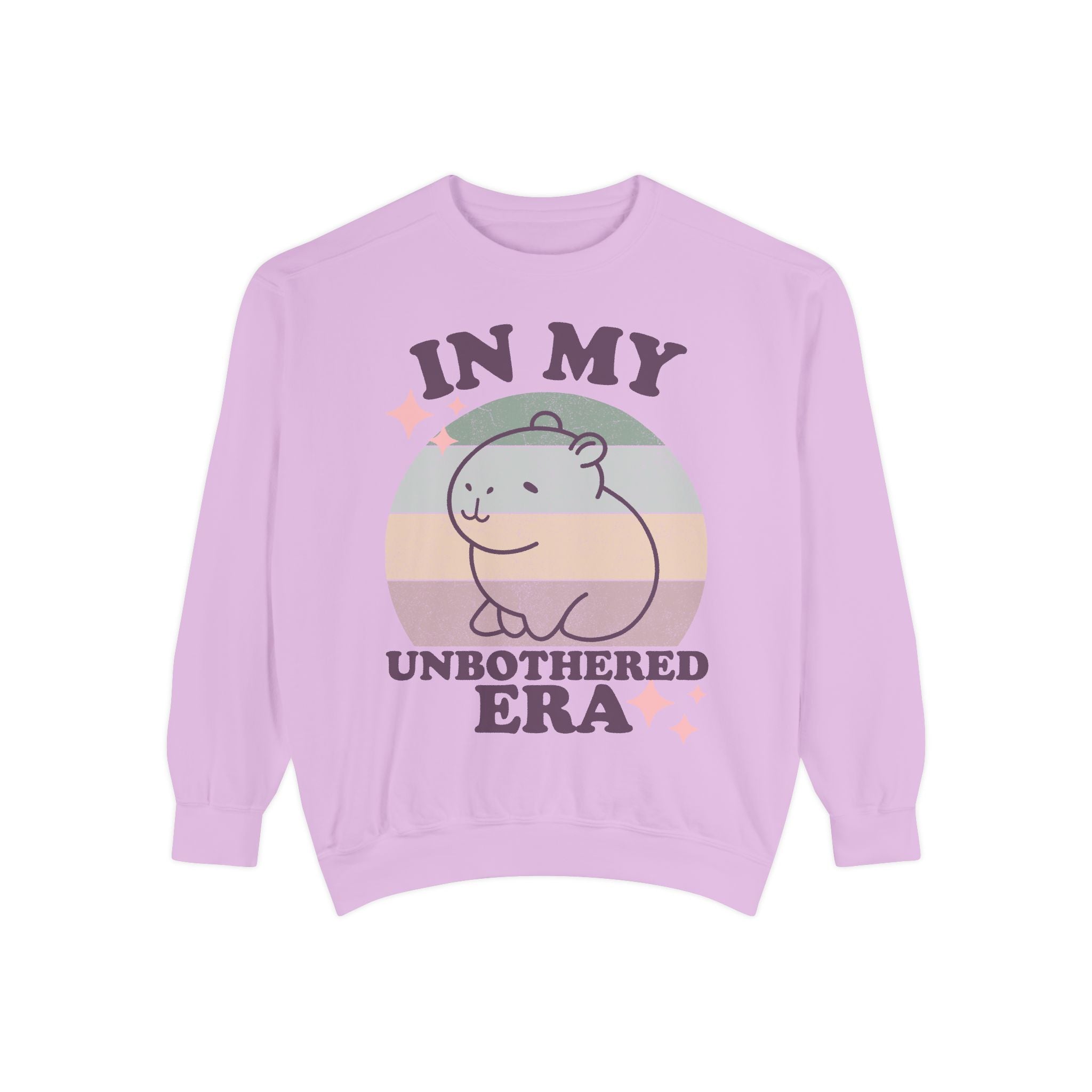 In My Unbothered Era Capybara Sweatshirt – Funny Chill Era Crewneck for Adults – Cozy Capy Life Retro Sun Design