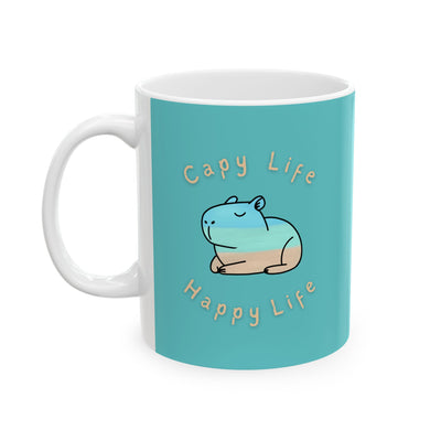 Capy Life Happy Life Capybara Mug – Coastal Chill Coffee Mug