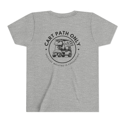 Funny Kids Golf Tee – Cart Path Only Capybara Tee – Country Club Style with Funny Golf Vibes – Chill Youth Polo Alternative