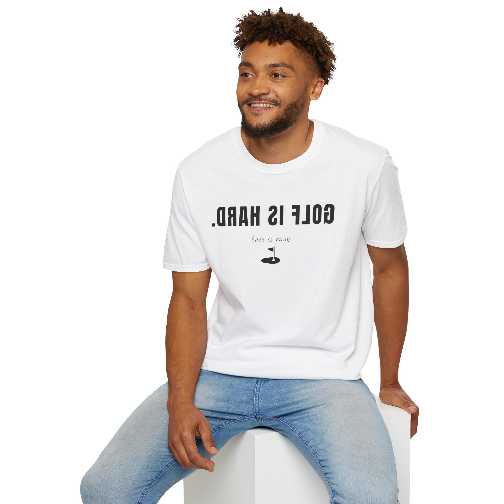 Backwards 'Golf is Hard' - Unisex Softstyle Tee