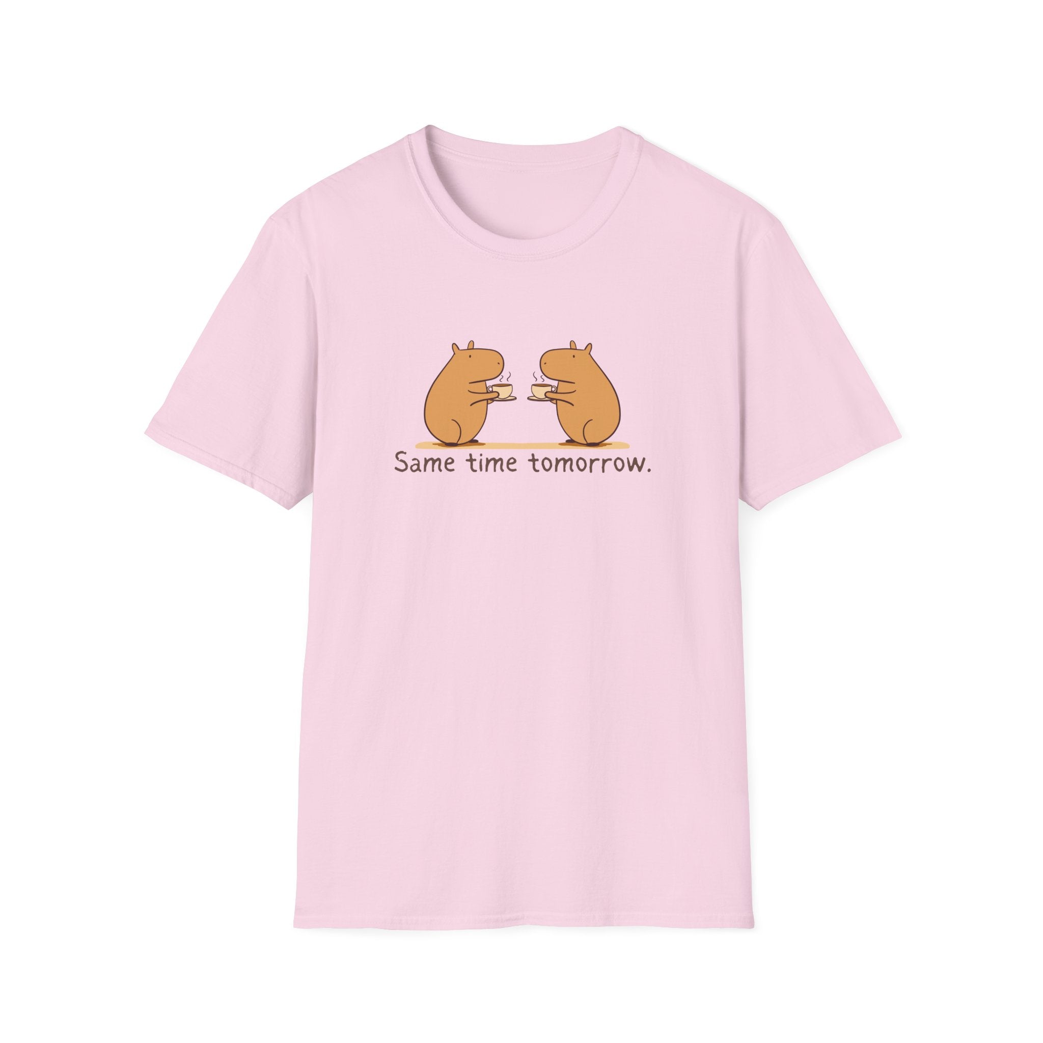 "Same Time Tomorrow" Coffee Lover Capybara Softstyle Tee