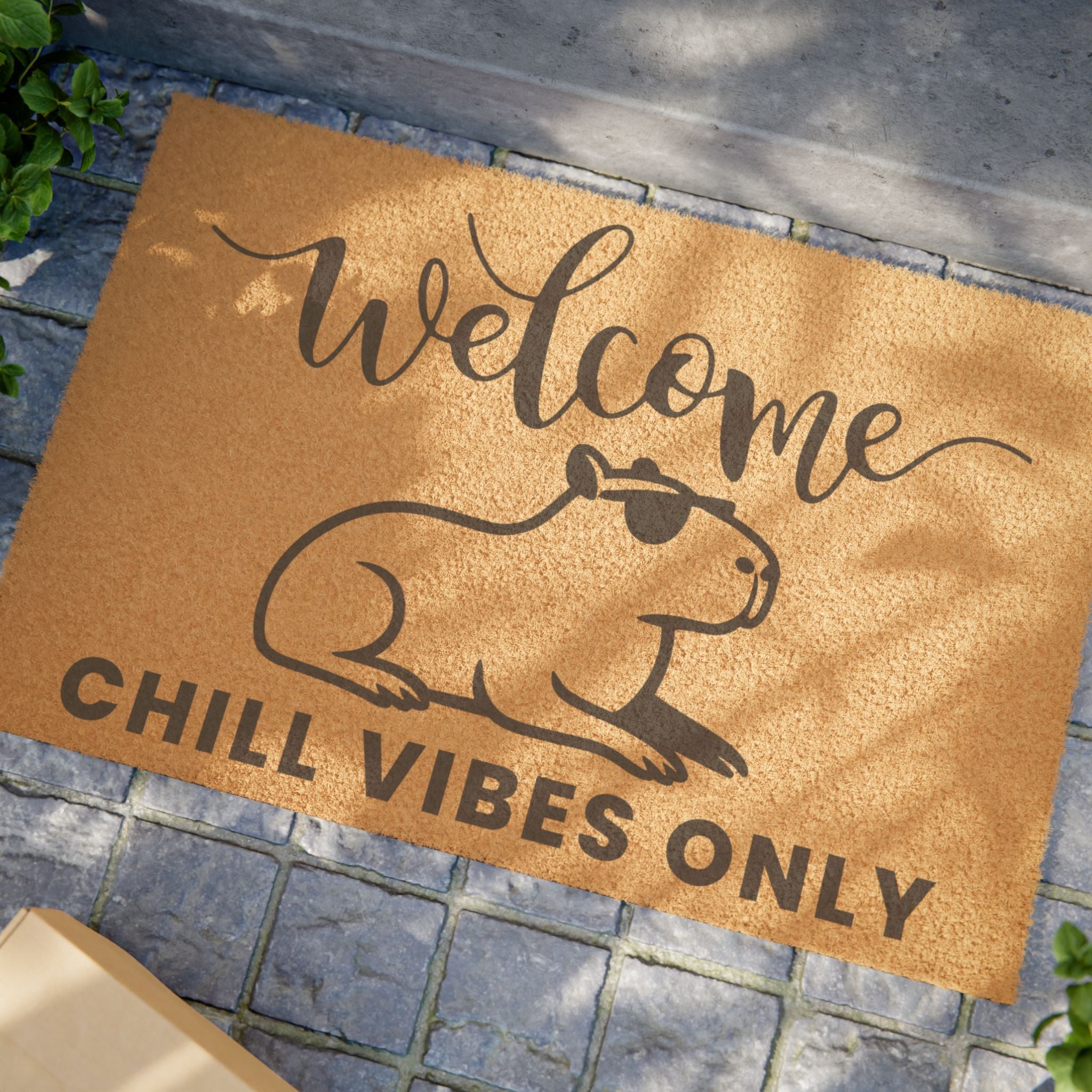Welcome Doormat - Chill Vibes Only, Cozy Home Decor, Housewarming Gift, Indoor/Outdoor Mat, Pet-Friendly Entryway Mat