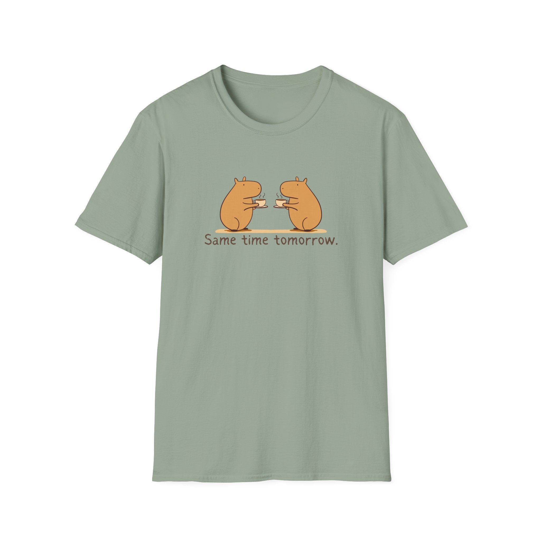 "Same Time Tomorrow" Coffee Lover Capybara Softstyle Tee