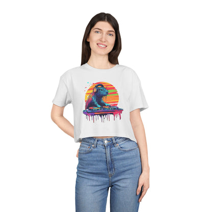 DJ Capybara Double Turntable - Women's Crop Tee